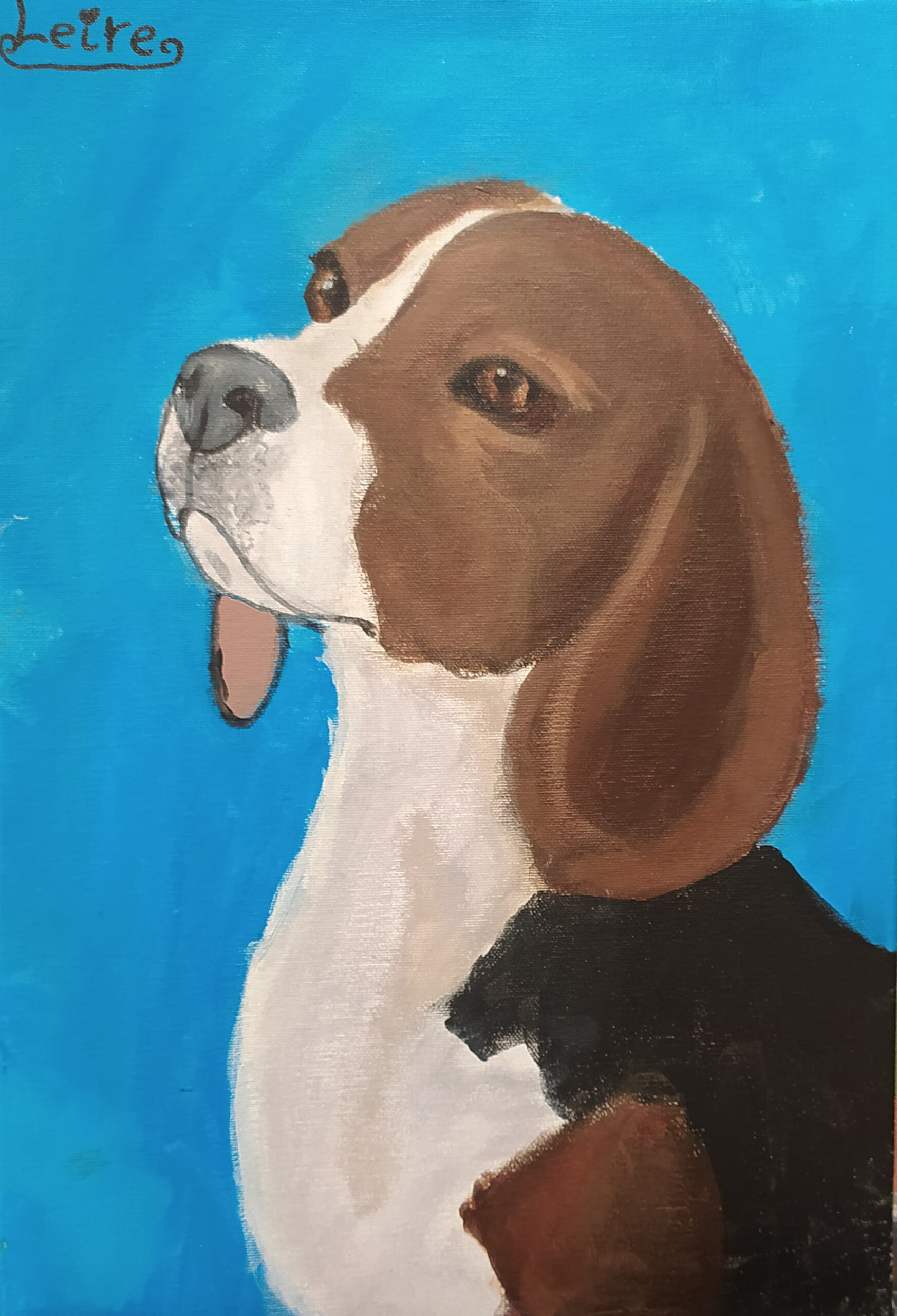 cabeza de perro. Acrílico sobre lienzo. pintado por Leire Alonso en la Academia Birigay
