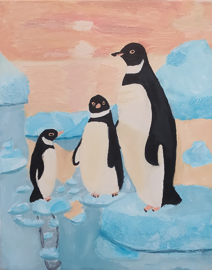 -pingüinos-acrilico-lienzo-ines-fgernandez-de-gorostiza-academia-birigay- Pingüinos. Acrílico sobre lienzo. Inés Fernandez de Gorostiza. Academia Birigay